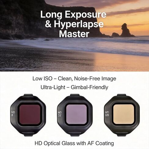 ND Filter Set for DJI Mini 5 Pro, ND8/ND32/ND128, 3-Pack Neutral Density Filters, HD Optical Glass, Anti-Scratch Coating, Aerial Photography in Saudi Arabia