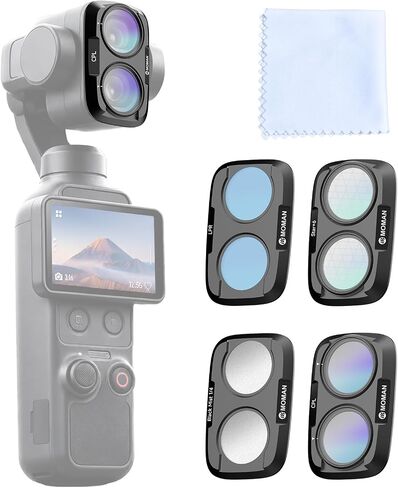 Moman Snap-On Lens Filters Kit for DJI Osmo Pocket 4 Pro | Night 3-Filter Kit, 1/4Black Mist & LPR & CPL, Creator Combo Set Accessories HD Optical Glass Multi-Coated Scratch-Resistant in Saudi Arabia