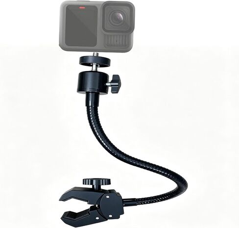 20cm Gooseneck Clamp Camera Mount with 1/4" Screw and 360° Ball Head, Flexible Clip Mount for Handlebar, Desk, Tube, Cross Bar – Compatible with GoPro, Ring, Google Nest, Wyze, Arlo in Saudi Arabia