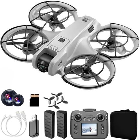 Hobby Mini Drone With Display Screen, Dual Cameras, 360° Propeller Guard, Optical Flow Positioning, Brushless Motor, One Key Takeoff/Landing, Headless Mode, Hovering, LED Light, 2 Batteries, Handbag, Beginner-Friendly FPV Remote Control Quadcopter, Small  in Saudi Arabia