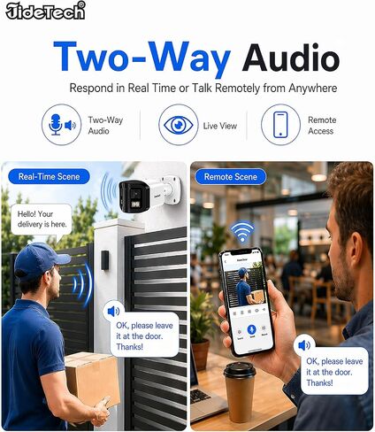 JideTech 8MP 4K PoE Camera, 180° Panoramic Outdoor Security Camera | 180° ultra-wide view, AI detection, 98ft color night vision, two-way audio, supports ONVIF NVR, RTSP and RTMP in Saudi Arabia