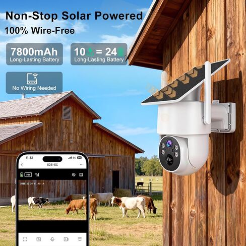 4G LTE Cellular Security Camera,Wireless Solar Security Camera | 365 Days Unlimited Data,2K Color Night Vision,360° Live View,Real-time Alerts,Motion Sensor,64G TF Card, No WiFi Needed in Kuwait