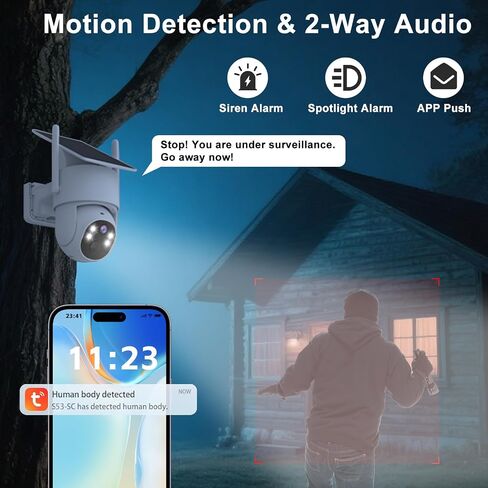 4G LTE Cellular Security Camera,Wireless Solar Security Camera | 365 Days Unlimited Data,2K Color Night Vision,360° Live View,Real-time Alerts,Motion Sensor,64G TF Card, No WiFi Needed in Kuwait
