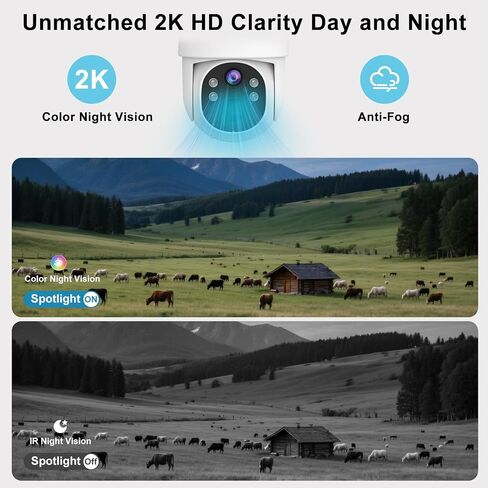 4G LTE Cellular Security Camera,Wireless Solar Security Camera | 365 Days Unlimited Data,2K Color Night Vision,360° Live View,Real-time Alerts,Motion Sensor,64G TF Card, No WiFi Needed in Kuwait