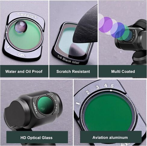 GREEN.L Magnetic Black Mist Filter for DJI Osmo Pocket 3, 1/4 Strength Cinematic Pro-Mist Effect, Ultra-Thin, Multi-Coated, HD Optical Glass in Saudi Arabia