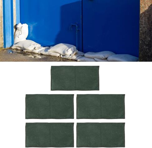 5Pcs Sand Bags, 9.8 X 19.7in Reusable Non Woven Fabric Flood Water Barrier, Heavy Duty Sandbags for Garden Doors, Garage Entrances in Kuwait