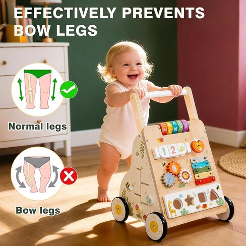 Wooden Baby Walker with Wheels, Baby Push Walker Adjustable Speed for Boys and Girls,Montessori Activity Center Walking Toys for 1 Year Old Learning to Walk,First Birthday Gift in Saudi Arabia