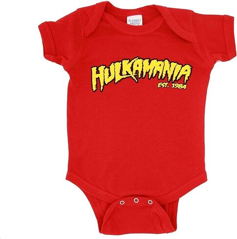 Hulkamania Wrestler Logo Red Snapsuit Infant Onesie Baby Romper (12 Months) in Saudi Arabia