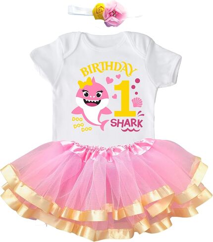 Luke and Lulu Shark Birthday Outfit Girl Collection - 1st Birthday in Saudi Arabia