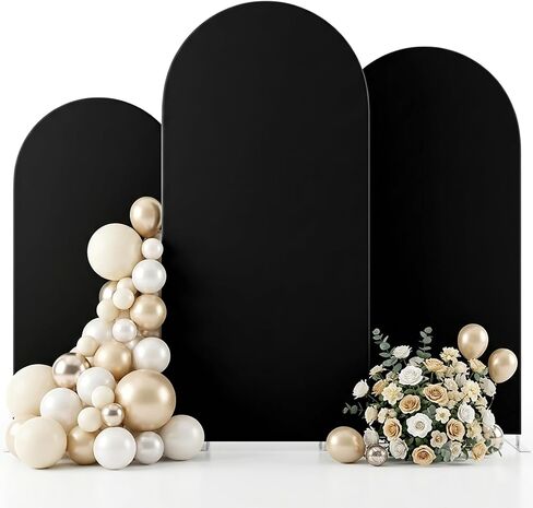 Ivory Arch Backdrop Cover Set of 3, 7ft & 6.6ft & 6ft | Stretch Spandex, Wrinkle Resistant, Double-Sided, for Wedding, Birthday Party, Bridal Events, Graduation Decor in Kuwait
