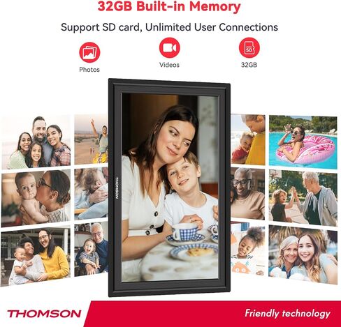 THOMSON 15.6Inch FHD Digital Picture Frame, 1920x1080 IPS Digital Photo Frame with 32GB Large Storage, Quad-Core CPU, Auto-Rotate, Slideshow, Easy Photo Transfer via WiFi APP/Email/USB/SD Card in Saudi Arabia