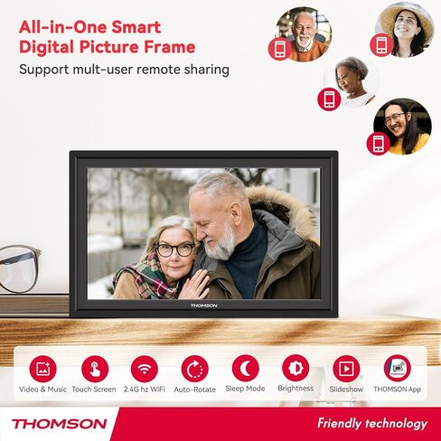 THOMSON 15.6Inch FHD Digital Picture Frame, 1920x1080 IPS Digital Photo Frame with 32GB Large Storage, Quad-Core CPU, Auto-Rotate, Slideshow, Easy Photo Transfer via WiFi APP/Email/USB/SD Card in Saudi Arabia