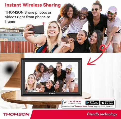 THOMSON 15.6Inch FHD Digital Picture Frame, 1920x1080 IPS Digital Photo Frame with 32GB Large Storage, Quad-Core CPU, Auto-Rotate, Slideshow, Easy Photo Transfer via WiFi APP/Email/USB/SD Card in Saudi Arabia