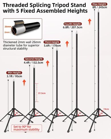 Hemmotop Heavy Duty Backdrop Stand 10×8ft - 7 Optional Widths, Easy Setup | 2 Sandbags, Load 10lbs Capacity, Carrying Bag, Outdoor Projector Screen Stand for Wedding, Birthday, Indoor Outdoor Party in Saudi Arabia