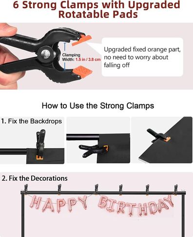 Hemmotop Heavy Duty Backdrop Stand 10×8ft - 7 Optional Widths, Easy Setup | 2 Sandbags, Load 10lbs Capacity, Carrying Bag, Outdoor Projector Screen Stand for Wedding, Birthday, Indoor Outdoor Party in Saudi Arabia