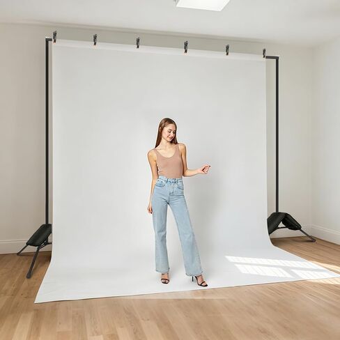 Hemmotop Heavy Duty Backdrop Stand 10×8ft - 7 Optional Widths, Easy Setup | 2 Sandbags, Load 10lbs Capacity, Carrying Bag, Outdoor Projector Screen Stand for Wedding, Birthday, Indoor Outdoor Party in Saudi Arabia