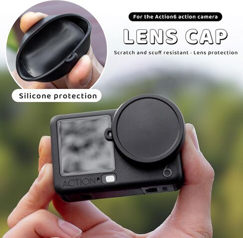 2PCS Silicone Lens Cap for DJI Osmo Action 6 Silicone Protective Case Dust Cover Protective Accessories Anti Loss Washable Cover (Black) in Kuwait