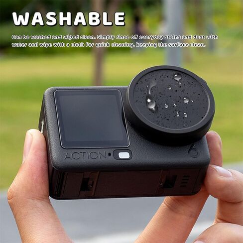 2PCS Silicone Lens Cap for DJI Osmo Action 6 Silicone Protective Case Dust Cover Protective Accessories Anti Loss Washable Cover (Black) in Kuwait
