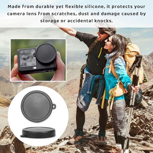 2PCS Silicone Lens Cap for DJI Osmo Action 6 Silicone Protective Case Dust Cover Protective Accessories Anti Loss Washable Cover (Black) in Kuwait