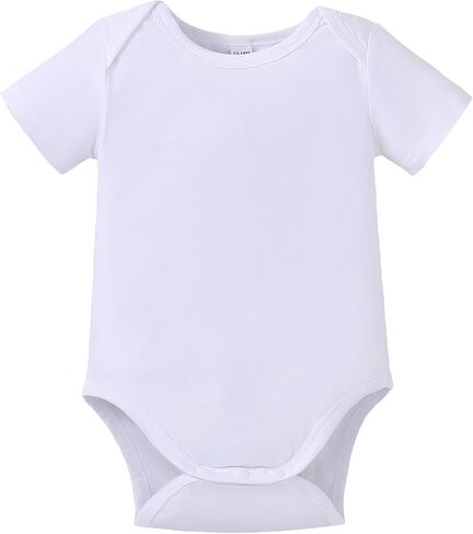 LYSMuch Baby Boys Girls Short-Sleeve Bodysuit One-Piece Romper 0-24 Months | Solid Color，Snap closure, breathable, soft, machine washable in Saudi Arabia
