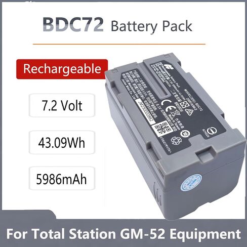 SHENYANG BDC72 Battery (7.2V, 5986mAh, Ni-MH) for Total Station GM-52, GM52, GM101, GM102, IM52, IM101, IM102, FX101 Equipment, Replaces BDC71 BDC72 Digital Equipment Battery in Kuwait