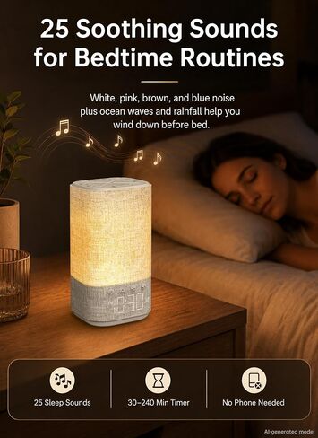 Sunrise Alarm Clock Sound Machine for Bedroom: Natural Wake Up Light | Dimmable Clock with Bluetooth Speaker - White Noise Machine for Sleeping with 25 Soothing Sounds for Baby Adults Kids - Putty in Kuwait