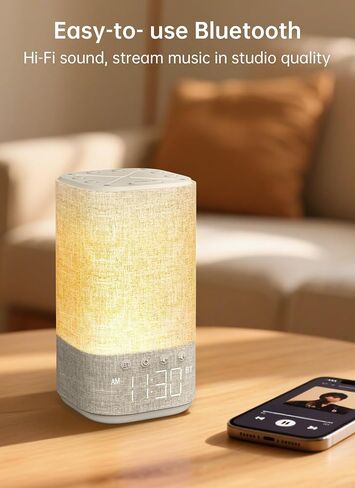 Sunrise Alarm Clock Sound Machine for Bedroom: Natural Wake Up Light | Dimmable Clock with Bluetooth Speaker - White Noise Machine for Sleeping with 25 Soothing Sounds for Baby Adults Kids - Putty in Kuwait
