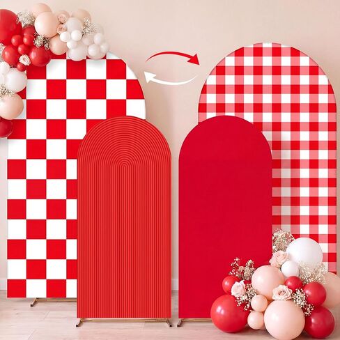 2 Pcs Ready to Pop Arch Cover, Blue White, Floral and Stripe | Double Sided Backdrop, 6ft and 7.2ft, Arch Background Cover Checkerboard Plaid, Baby Shower Wedding Birthday in Saudi Arabia