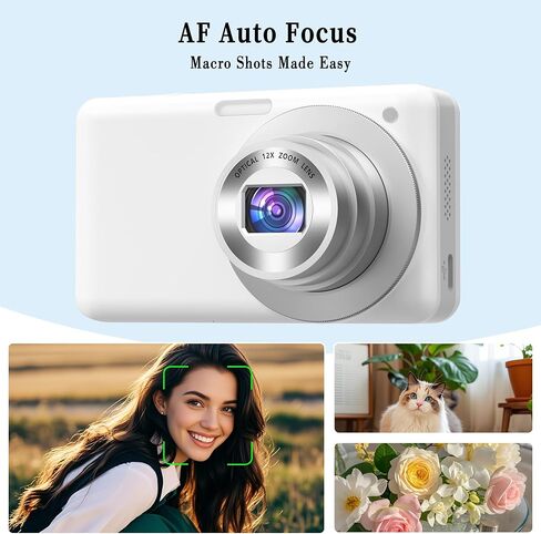 4K 64MP Digital Camera: Portable Compact Point and Shoot Camera with 12X Optical Zoom, Autofocus & Anti-Shake Pocket-Size for Travel Teens Students Adults, 64GB Card Included in Saudi Arabia
