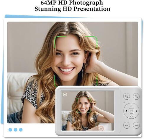 4K 64MP Digital Camera: Portable Compact Point and Shoot Camera with 12X Optical Zoom, Autofocus & Anti-Shake Pocket-Size for Travel Teens Students Adults, 64GB Card Included in Saudi Arabia
