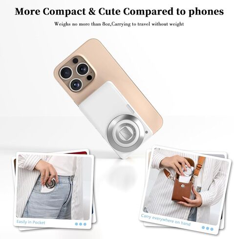 4K 64MP Digital Camera: Portable Compact Point and Shoot Camera with 12X Optical Zoom, Autofocus & Anti-Shake Pocket-Size for Travel Teens Students Adults, 64GB Card Included in Saudi Arabia