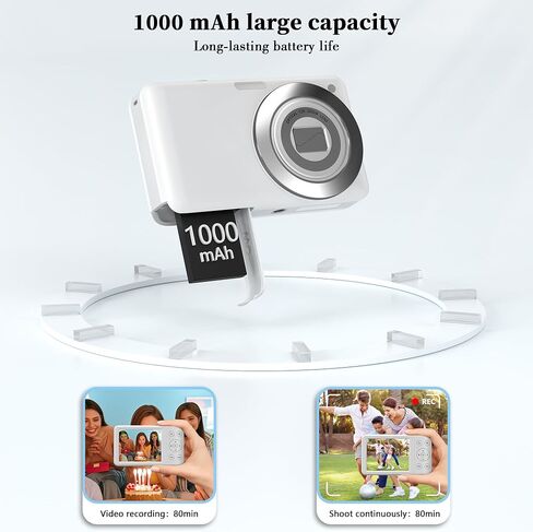 4K 64MP Digital Camera: Portable Compact Point and Shoot Camera with 12X Optical Zoom, Autofocus & Anti-Shake Pocket-Size for Travel Teens Students Adults, 64GB Card Included in Saudi Arabia