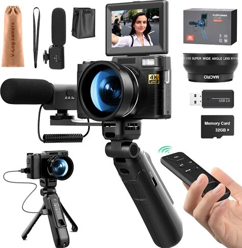 Digital Camera for YouTube Photography, 4KVlogging Camera with Flip Screen & Autofocus,Digital Camera for YouTube Photography, 4K Vlogging Camera Z4-A-2512B (Black) in Saudi Arabia
