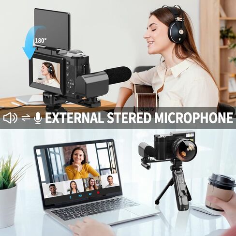 Digital Camera for YouTube Photography, 4KVlogging Camera with Flip Screen & Autofocus,Digital Camera for YouTube Photography, 4K Vlogging Camera Z4-A-2512B (Black) in Saudi Arabia