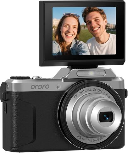 Ordro D27 16MP Compact Digital Camera, 6X Optical Zoom, Black in Saudi Arabia