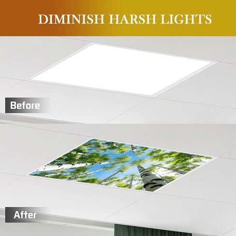 2 Pcs Fluorescent Light Covers for Drop Ceiling, Magnetic Fabric Diffuser, 4x2 Feet, for Office, School, Hospital, Home(Birch Forest) in Kuwait