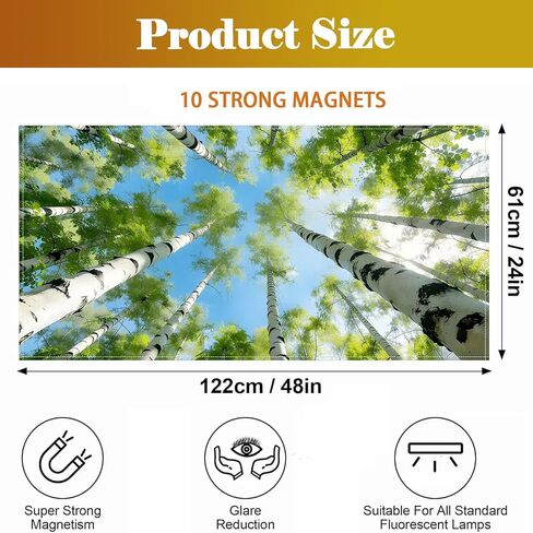 2 Pcs Fluorescent Light Covers for Drop Ceiling, Magnetic Fabric Diffuser, 4x2 Feet, for Office, School, Hospital, Home(Birch Forest) in Kuwait