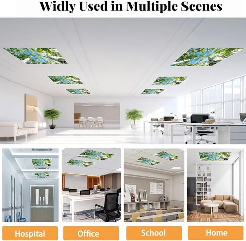 2 Pcs Fluorescent Light Covers for Drop Ceiling, Magnetic Fabric Diffuser, 4x2 Feet, for Office, School, Hospital, Home(Birch Forest) in Kuwait