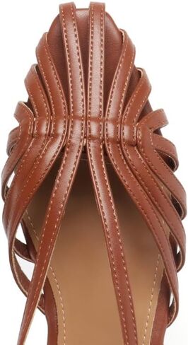 MAVMAX Slingback Flat Sandals for Women Fashion Strappy Square Toe Low Heeled Flats with Adjustable Buckle Summer Comfortable Dressy Shoes,Brown,US8 in Saudi Arabia