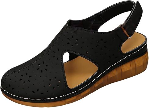 Women's Closed Toe Sandals Arch Support Comfort Flat Sandals Summer Wedge Sandal Fisherman Hollow Out Shoes in Kuwait