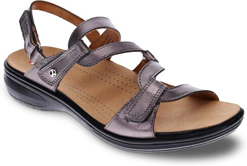 Revere Emerald 3 Women’s Sandals - Premium Soft Leather, Adjustable Straps & Contoured Footbed - Orthotic Arch Support for Stylish Comfort & All-Day Wear Gunmetal 10-10.5 M US in Kuwait