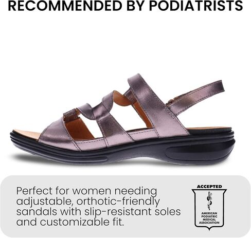 Revere Emerald 3 Women’s Sandals - Premium Soft Leather, Adjustable Straps & Contoured Footbed - Orthotic Arch Support for Stylish Comfort & All-Day Wear Gunmetal 10-10.5 M US in Kuwait