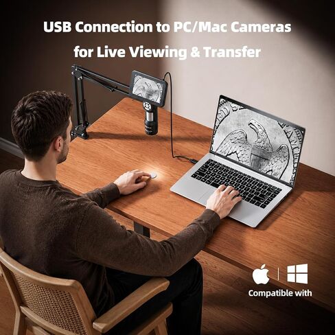4K HDMI Digital Microscope with Flex Arm Stand, K UHD 3840P Video, Handheld Coin Magnifier Full View + LM112 Microscope for Kids Adults Handheld with 2" Screen, 500X Portable Microscope Kit in Saudi Arabia
