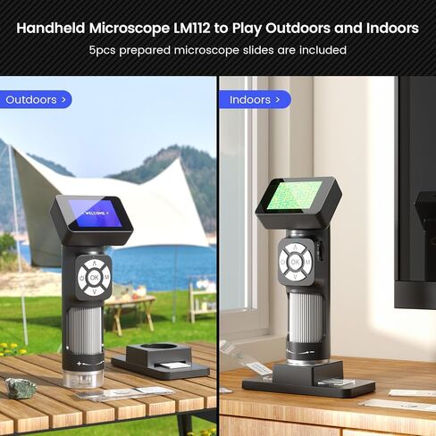 4K HDMI Digital Microscope with Flex Arm Stand, K UHD 3840P Video, Handheld Coin Magnifier Full View + LM112 Microscope for Kids Adults Handheld with 2" Screen, 500X Portable Microscope Kit in Saudi Arabia