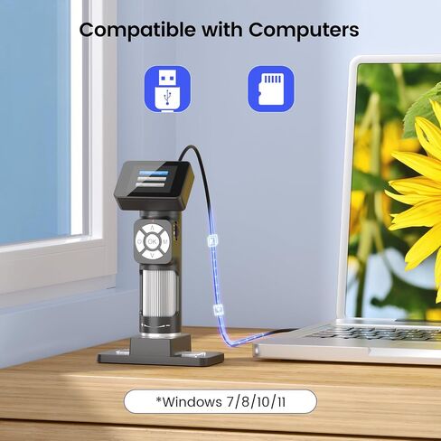 4K HDMI Digital Microscope with Flex Arm Stand, K UHD 3840P Video, Handheld Coin Magnifier Full View + LM112 Microscope for Kids Adults Handheld with 2" Screen, 500X Portable Microscope Kit in Saudi Arabia