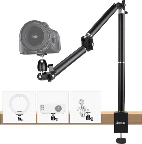 TARION Overhead Camera Desk Mount Articulating Arm with Gear Joints TKA01-M | 3-Section Arm, 6.6lb Load Capacity, 3/8'' Screw and 1/4'' Screw Ballhead, for DSLR SLR Mirrorless Cameras Projector Ringlight in Saudi Arabia