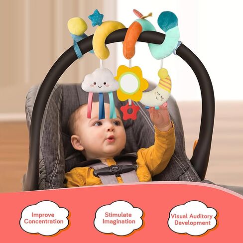 Car Seat Toys Infant Toys 0-6 Months Newborn Toys, Stroller Toys Baby Toys 0-3 Months, Baby Toys 0-6 Months for Crib Mobile Bassinet with Rattles Jingle Mirror Teether for 0 3 6 9 12 Boys Girls Babies in Saudi Arabia