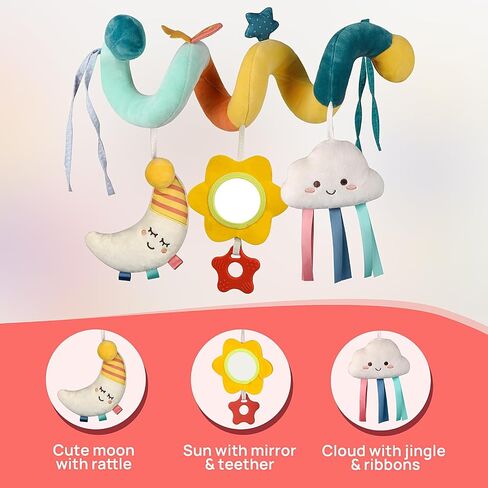 Car Seat Toys Infant Toys 0-6 Months Newborn Toys, Stroller Toys Baby Toys 0-3 Months, Baby Toys 0-6 Months for Crib Mobile Bassinet with Rattles Jingle Mirror Teether for 0 3 6 9 12 Boys Girls Babies in Saudi Arabia