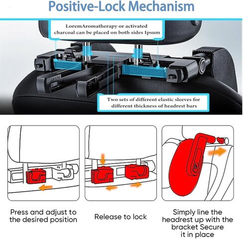 Car Headrest Pillow with Hook, Adjustable Car Seat Neck Support with Memory Foam & Ice Silk, 360° Rotating Travel Sleeping Headrest for Kids & Adults in Kuwait