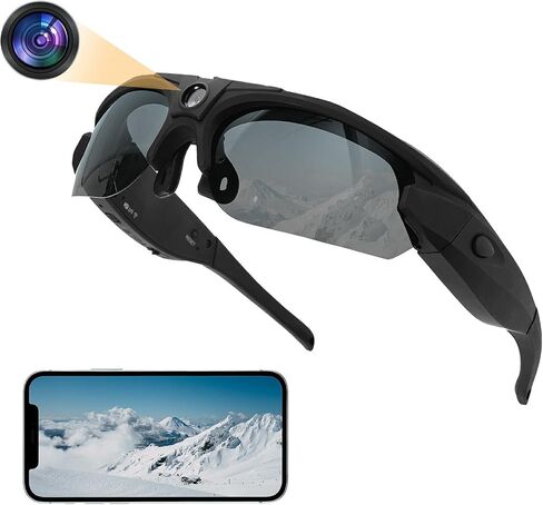 Sport Camera with WiFi, Camera Sunglasses for Outdoor Sports & Vloging, Supports iOS & Android (No Memory Card Included) in Kuwait